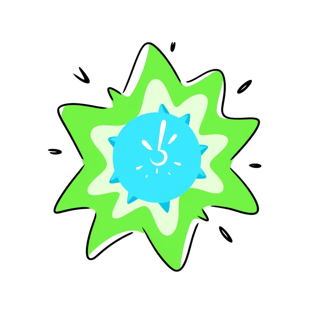 A sparkle with a blue core and green glows emoji
