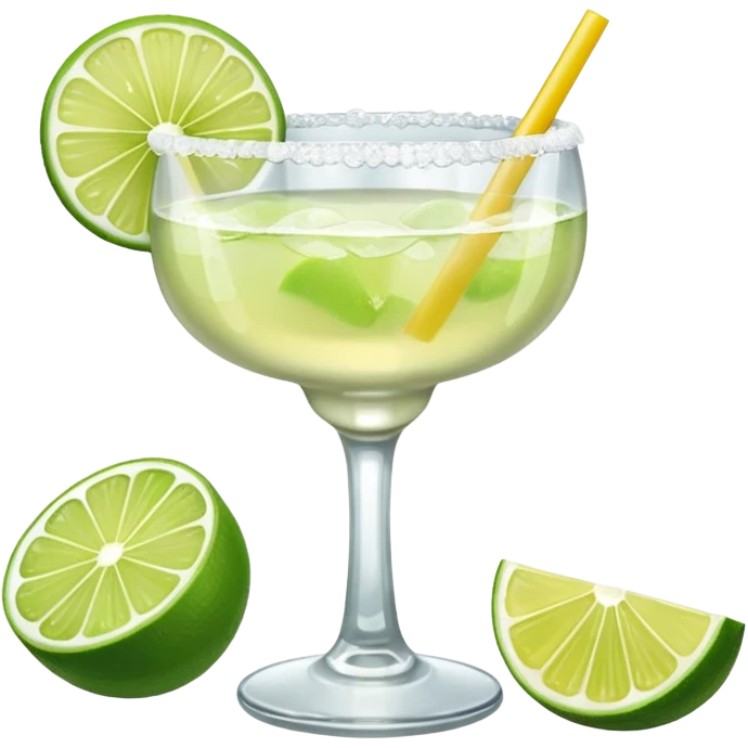 Margarita – glass with salted rim, lime wedge, ice emoji