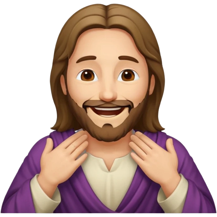 Jesus Christ laughing with his hands around his neck emoji