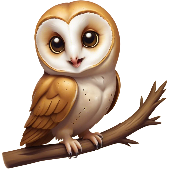 Cinematic Cute Yawning Barn Owl Portrait Emoji, Head tilted slightly with a dramatic, wide-open yawn, showcasing a soft, mottled plumage with subtle brown accents and gently drooping feathers, round amber eyes barely open in drowsy contentment, Simplified yet irresistibly adorable features, highly detailed, glowing with a soft, cozy glow, high shine, relaxed yet expressive, stylized with a touch of nocturnal whimsy, bright and endearing, soft glowing outline, capturing the essence of a sleepy yet affectionate owl, so drowsy it feels like it could glide out of the screen and curl up for a nap! emoji