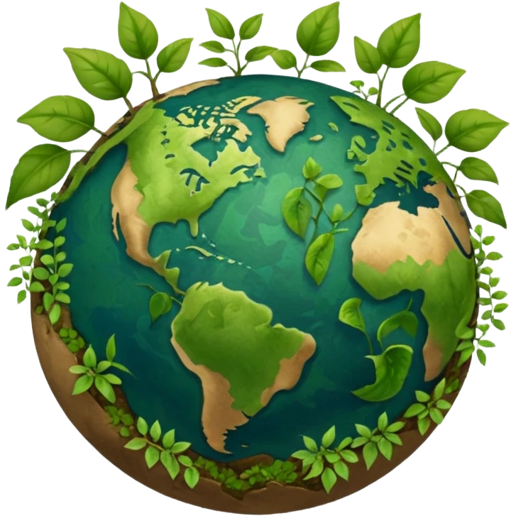 globe with plants sprouting all over it emoji