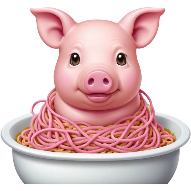   renaissance portrait of monalisa as a pig with pink spaghetti and spam slop background  emoji