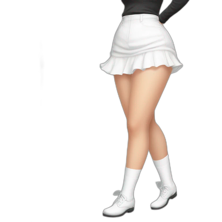 full-body-back-view-curvy-caucasian-beauty-skirt-lifted-by-the-wind-white-knickers and long socks emoji