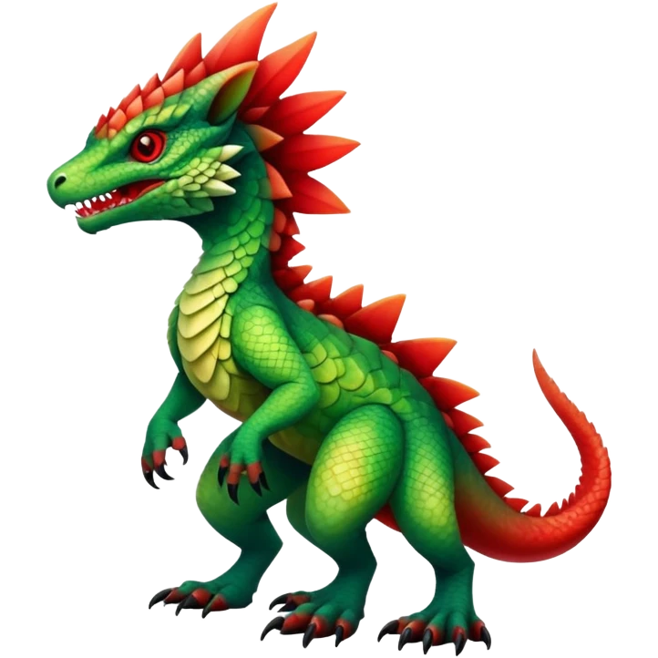 Cool Edgy Green-Red-gradient badass colorful Fionbri-Vernid-Trico-animal-creature full bodyd emoji