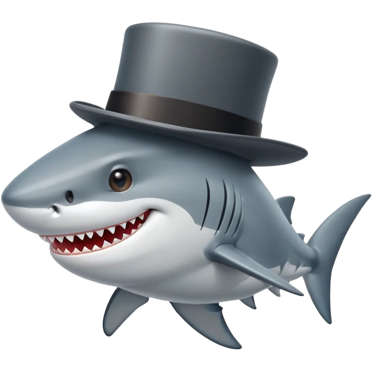 Shark with a top hat emoji
