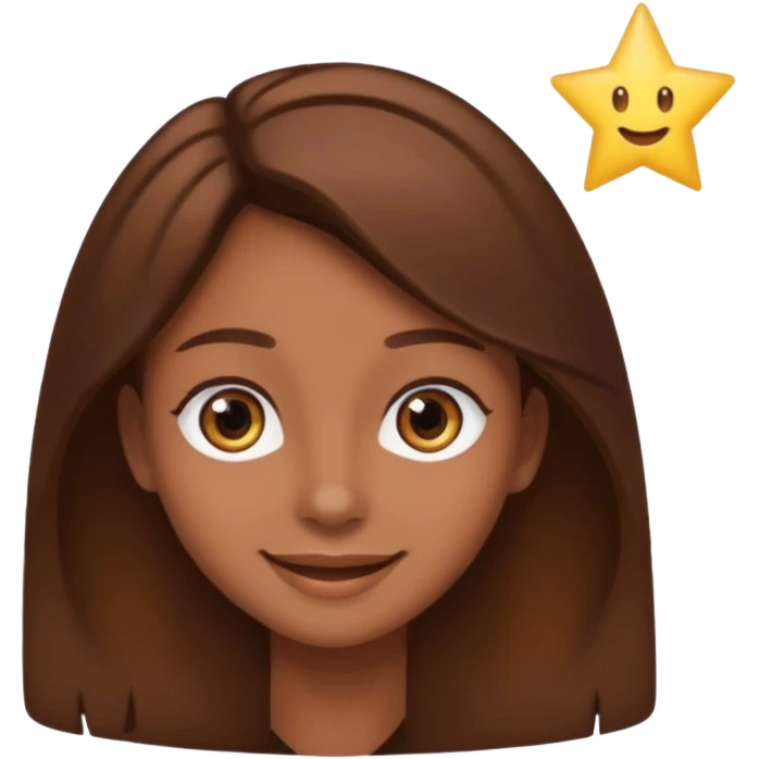 Color de piel moreno ojos de estrella riéndose y pelo café  emoji