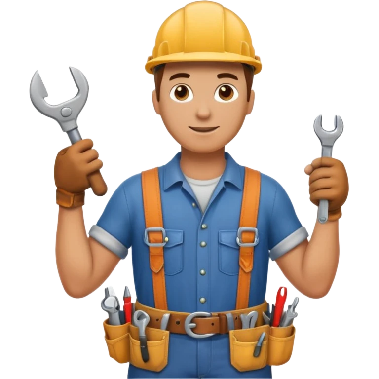a handyman holding a wrench in this right hand emoji
