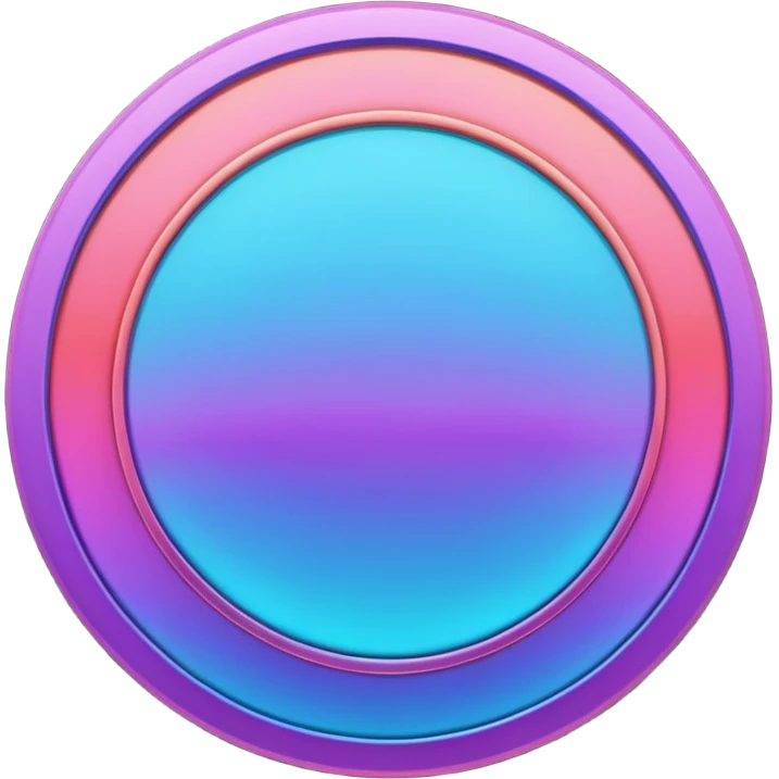 
One  3d coin color in in gradient of turquoise, blue, pink, purple, and coral emoji