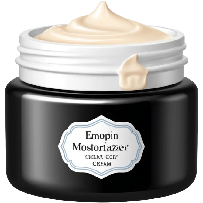 body moisturizer cream pot with label emoji