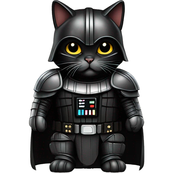 darth vader but as a cat in full armor, make the armor gold in color. do not include two cats, just the front facing version.  emoji