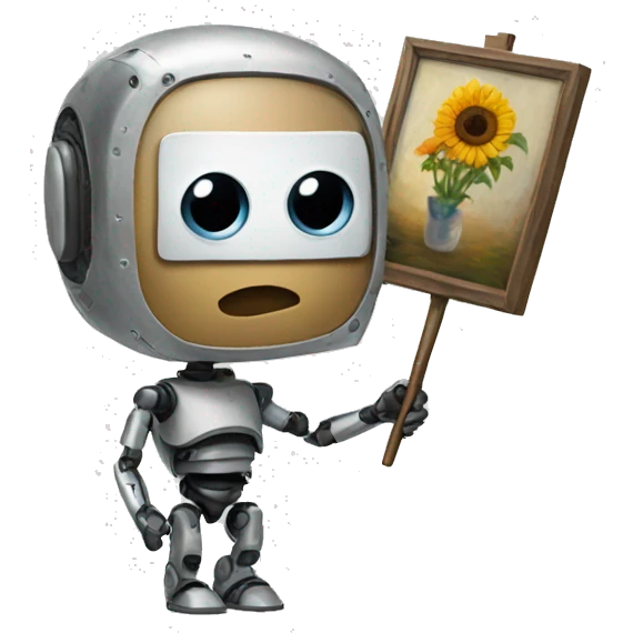 artificial intelligence holding its painting emoji