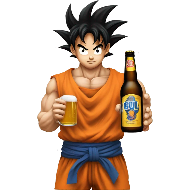 Son Goku avec une bière  emoji