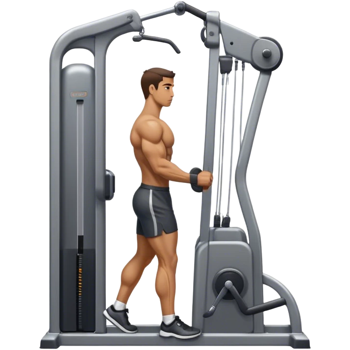 side-view man standing cable-machine tricep-pushdown emoji