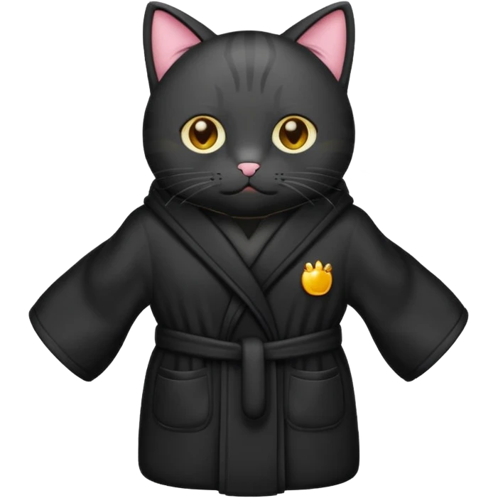 black ,cat with bathrope full body emoji