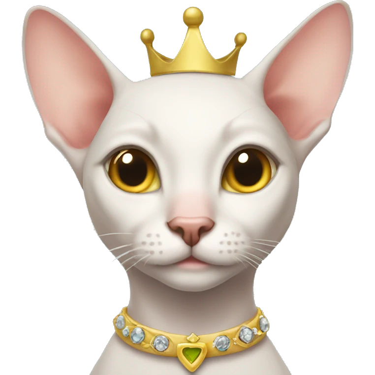 Hairless cat with princess crown emoji