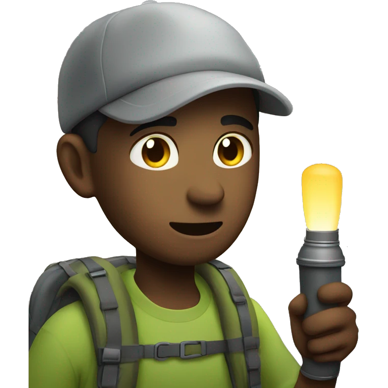 people using a flashlight at night for his camping emoji
