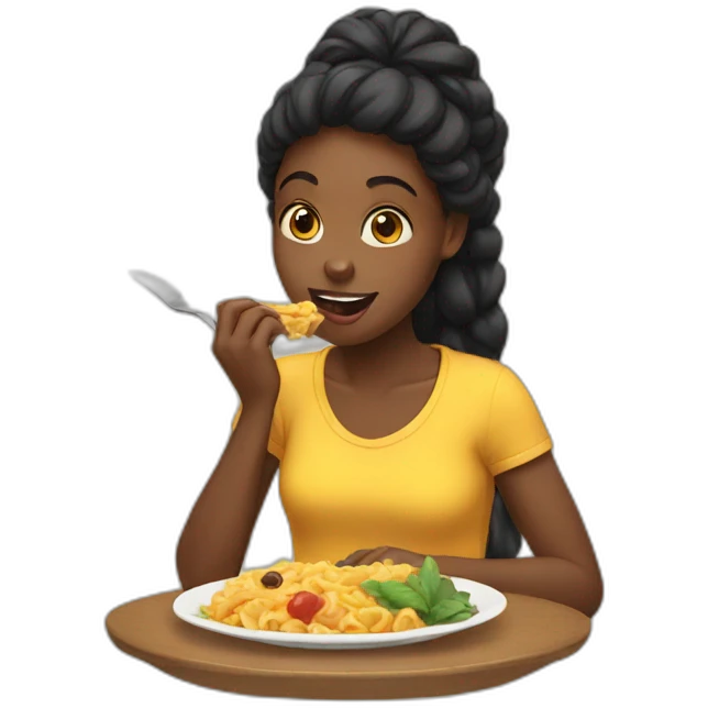 Black girl eating emoji