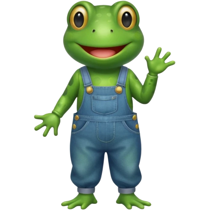 happy frog in overalls emoji