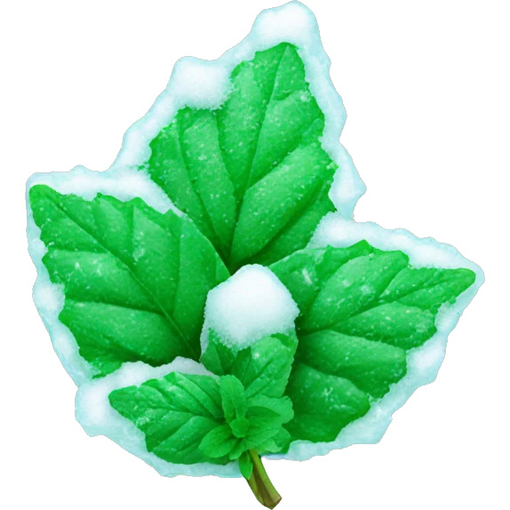 frozen mint with ice and snow on mint leaves emoji