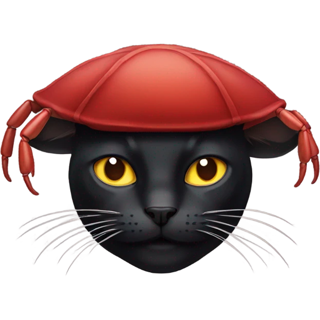 Black cat wearing a crab hat  emoji