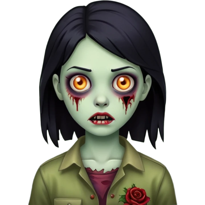 girl zombie  with black hair emoji