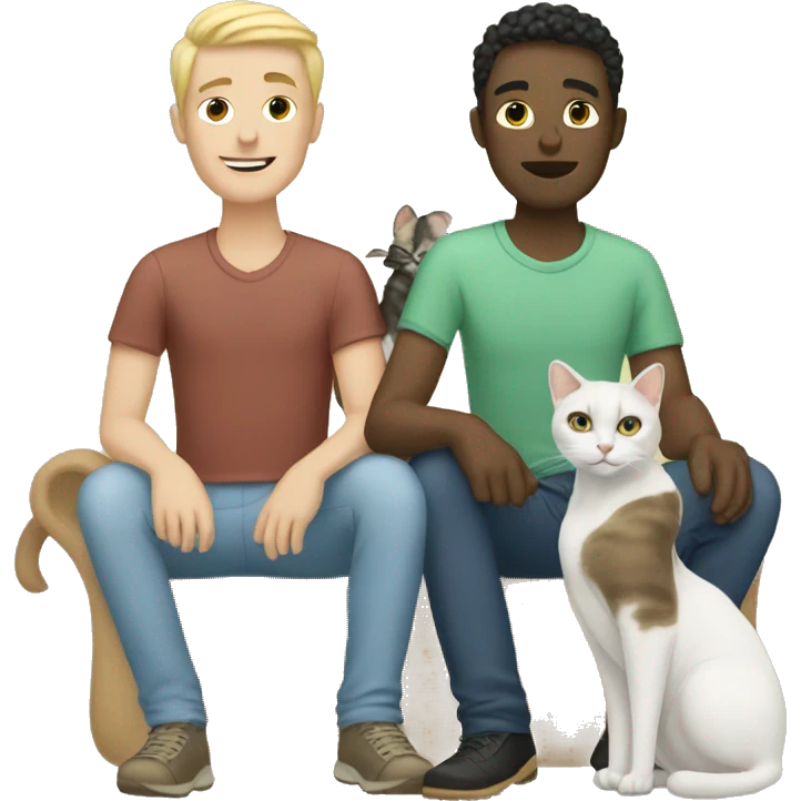 white gay couple with two cats emoji