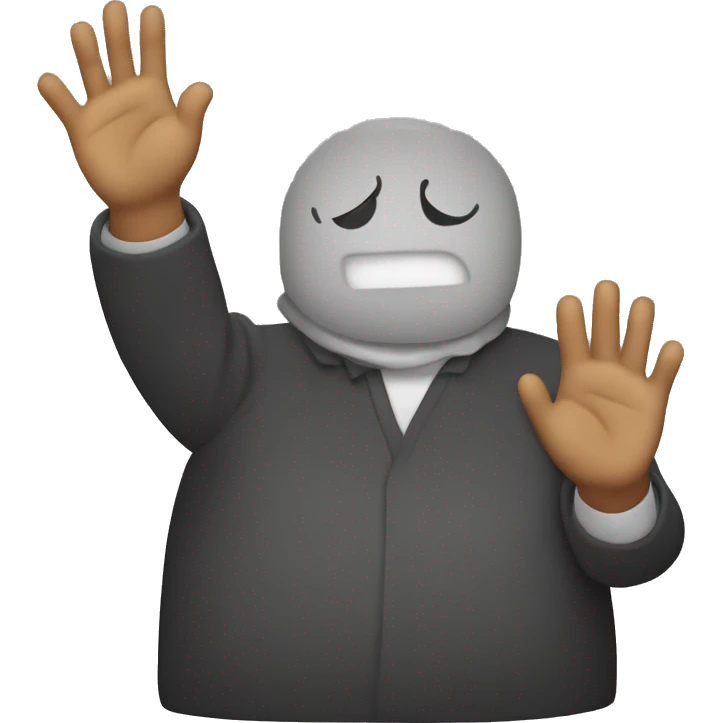 one hand on stomach, one hand in front waving "no thanks"  emoji