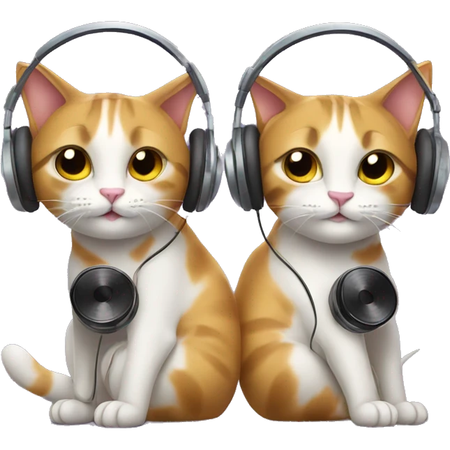 two cats listening to music emoji
