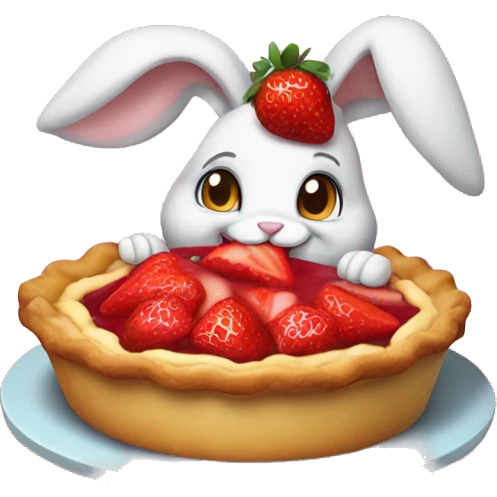 Bunny eating a strawberry pie  emoji
