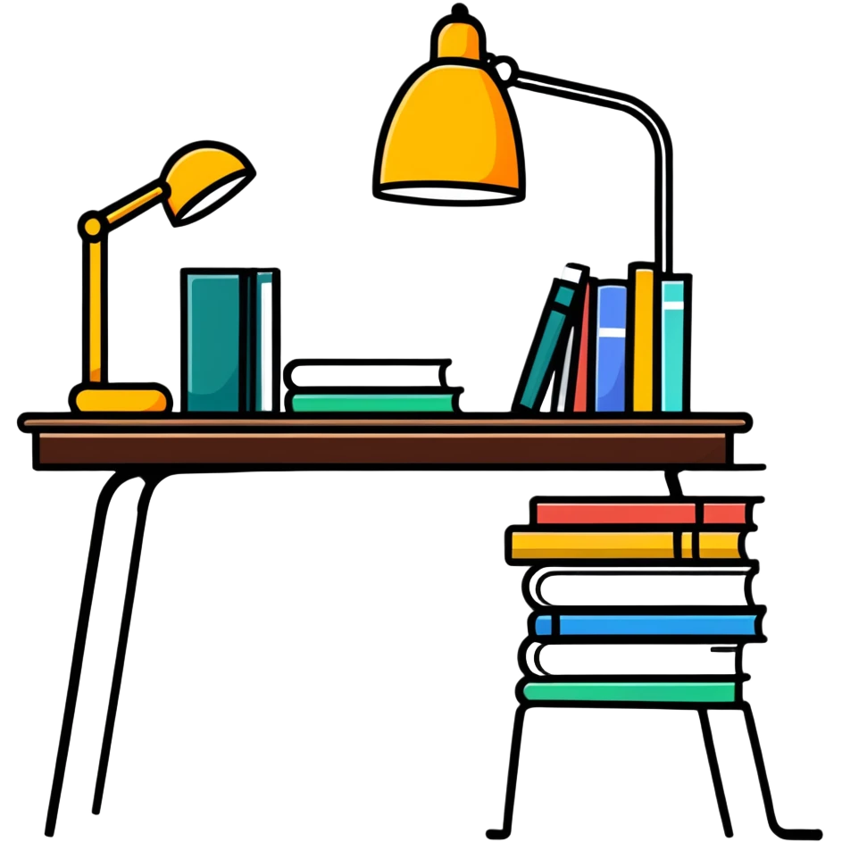 study desk with lamp and books emoji