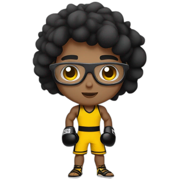 Boy Sri lankan MMA fighter with glases black and lisse hairwhit a boxer potition emoji