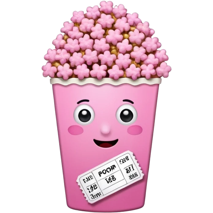 pink popcorn with cinema tickets emoji