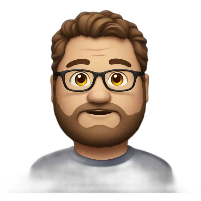 Fat man with brown hair and glasses emoji