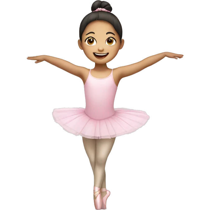 A 5-year old asian girl is happy in ballet suit   emoji