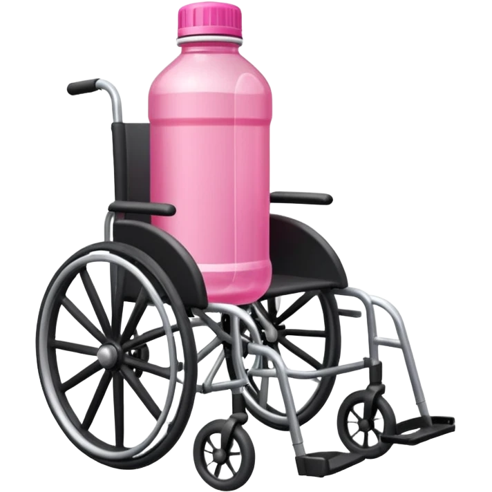 Pink water bottle sitting on a wheelchair with cars   emoji