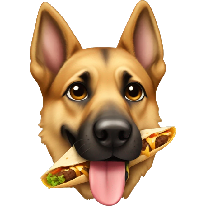 German Shepard eating a taco emoji