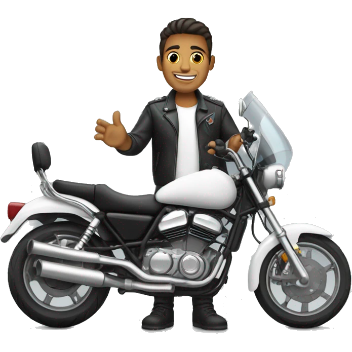 Chico en una moto blanca emoji