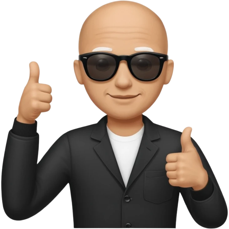 Bald Wearing black ray-ban wayfarer sunglasses giving a thumbs-up emoji