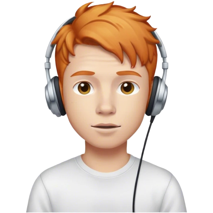 Ginger boy portrait with earphones emoji
