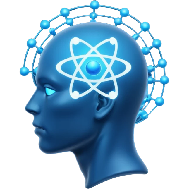human head silhouette with atom symbol inside emoji