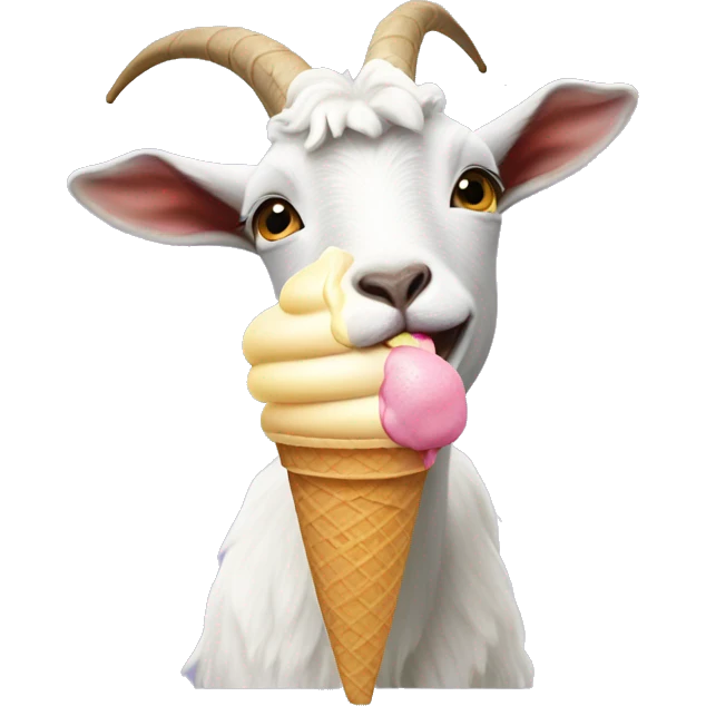 A goat licking a ice cream cone emoji