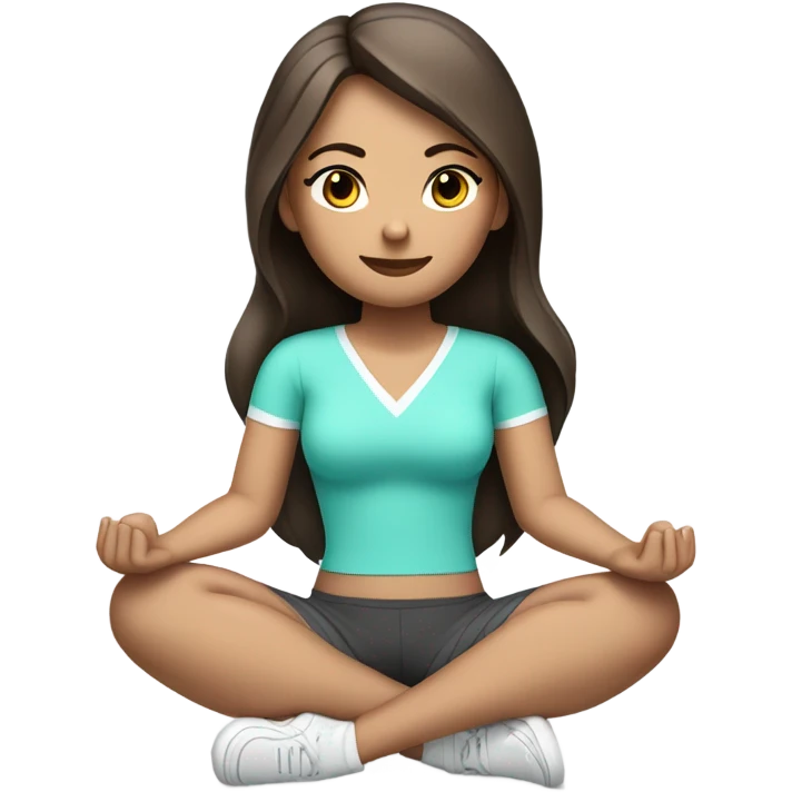 Brunette white girl siting in Lotus in a Tiffany coloured sport outfit  emoji