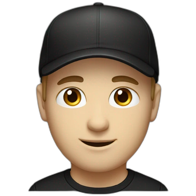 the white guy with blue eyes in the black cap and black t-shirt emoji