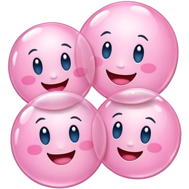 pastel pink three bubbles with happy emoji