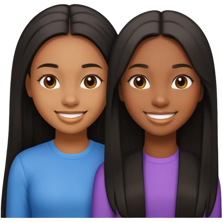 two black girls fondling with long straight hair emoji