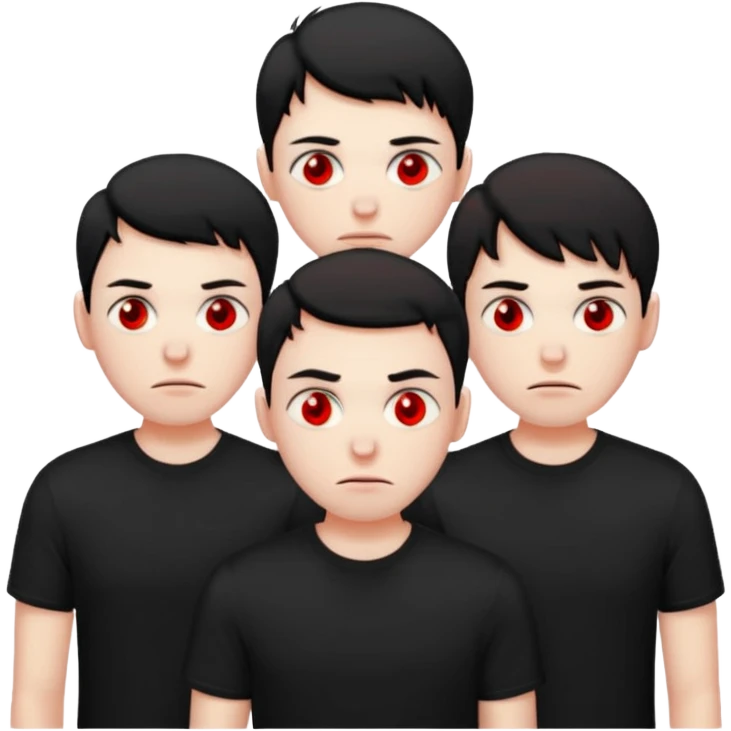3 sleepless guys with red eyes emoji