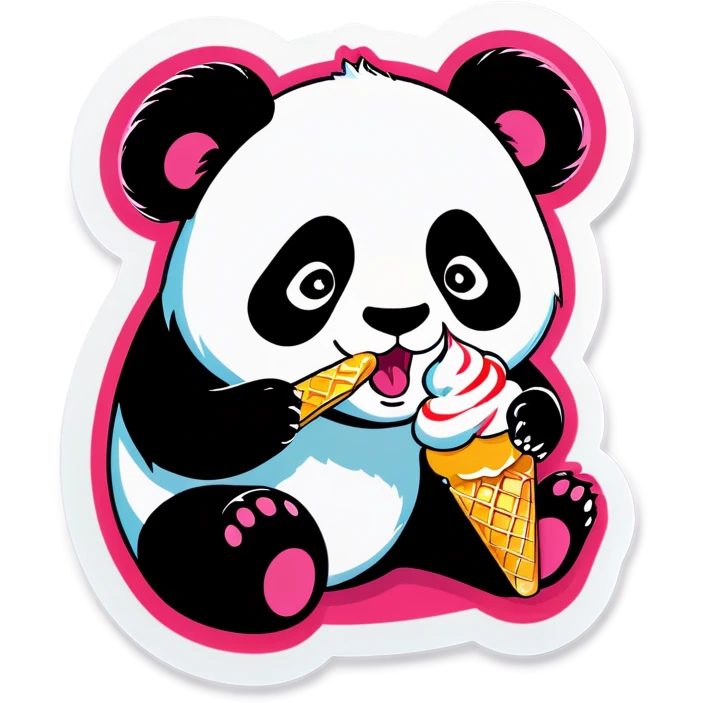 Panda eating ice cream emoji