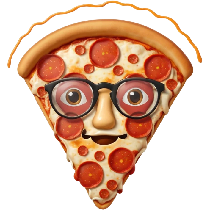 pizza face with glassess emoji