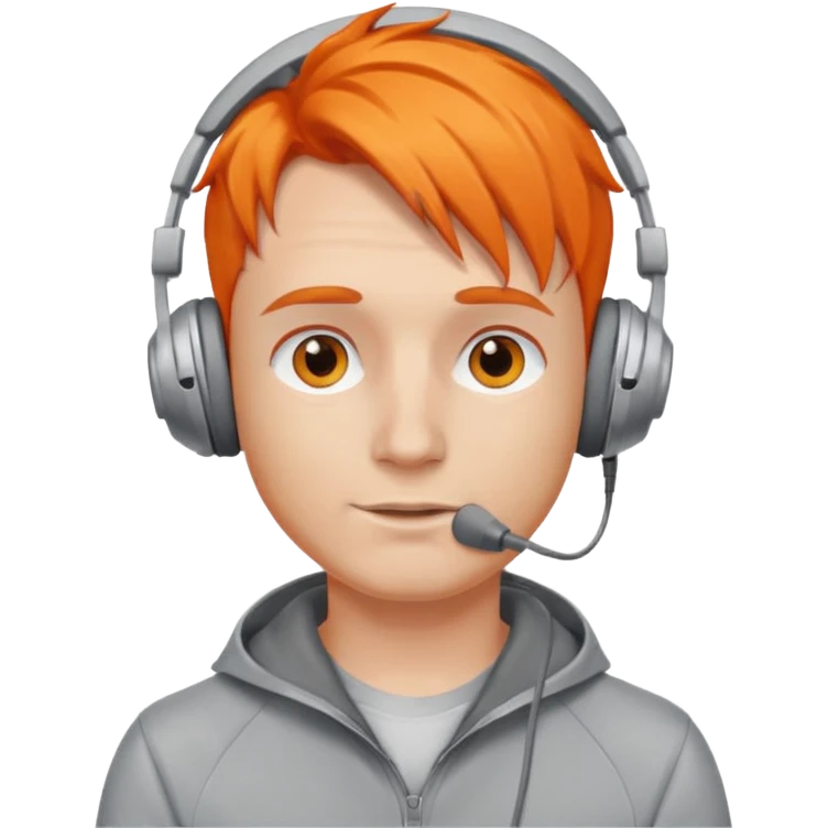 a orange-haired guy witha silver medal grey headphones emoji