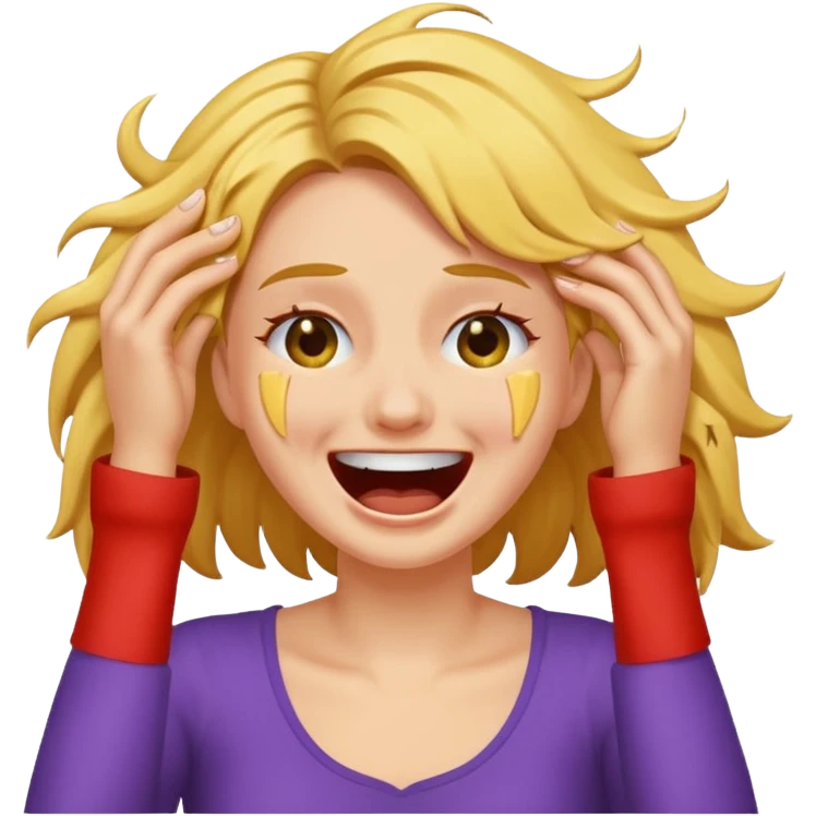 Laugh crying ripping hair out female emoji